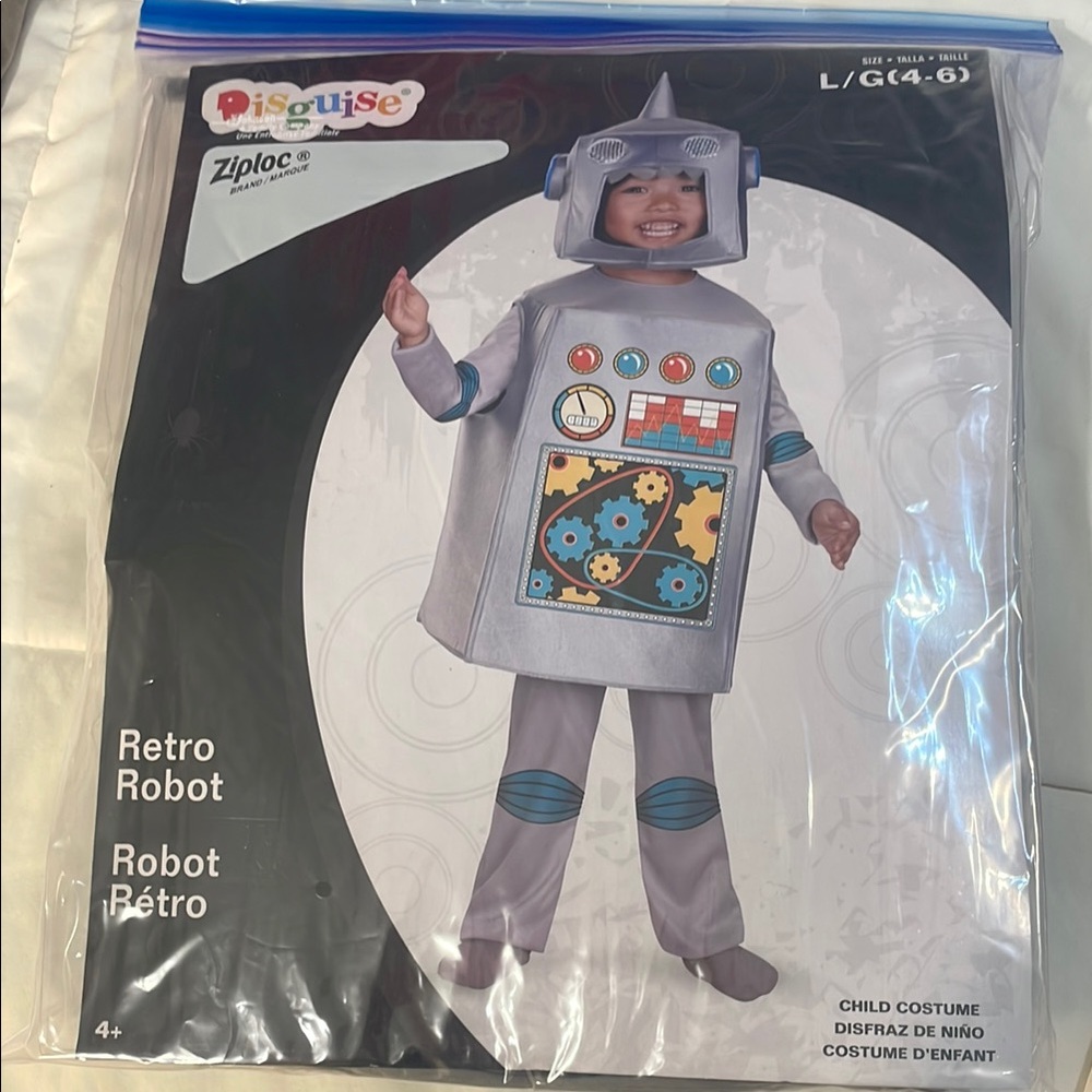 Disguise Retro Robot Kids Costume - Silver size 4-6 Large